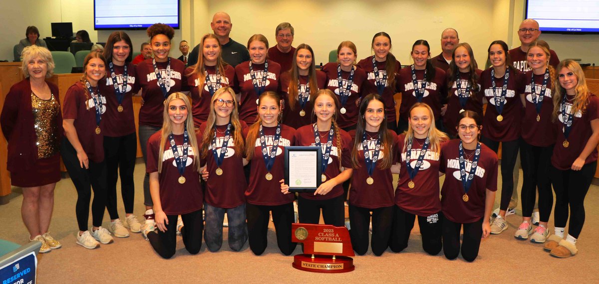 CityofLaVista's tweet photo. To honor the team, Mayor Kindig proclaimed Tuesday, November 14, 2023, as Monarch Softball Day in La Vista.

As a community, you can help us celebrate on Tuesday by:
• Wearing maroon
• Playing a game of catch with a friend or family member

Congratulations, Monarchs! https://t.co/fPRAjltevA