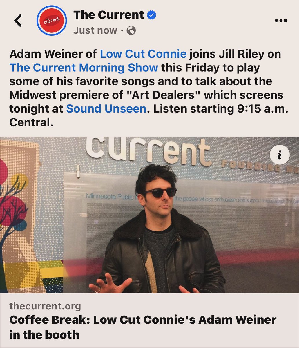 Listen to the thecurrent.org NOW and get hyped for Adam Weiner/ @LowCutConnie screening, acoustic set, and DJ set @SoundUnseen this weekend! More info at soundunseen.com