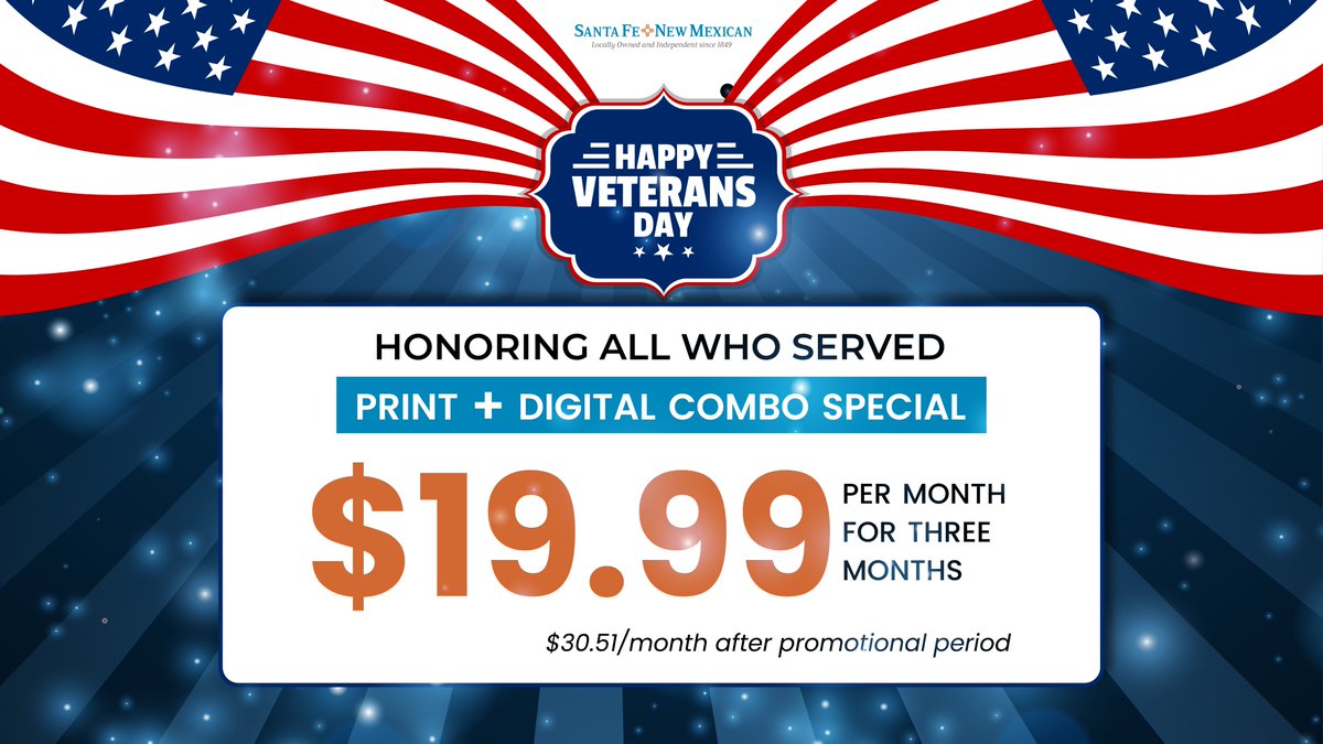 Honoring our Veterans today and always. 

santafenewmexican.com/subscribe/vete…