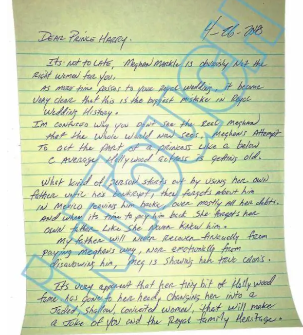 Thomas Markle Jr. sent this letter to Prince Harry ahead of his wedding. Let's revisit this shall we.