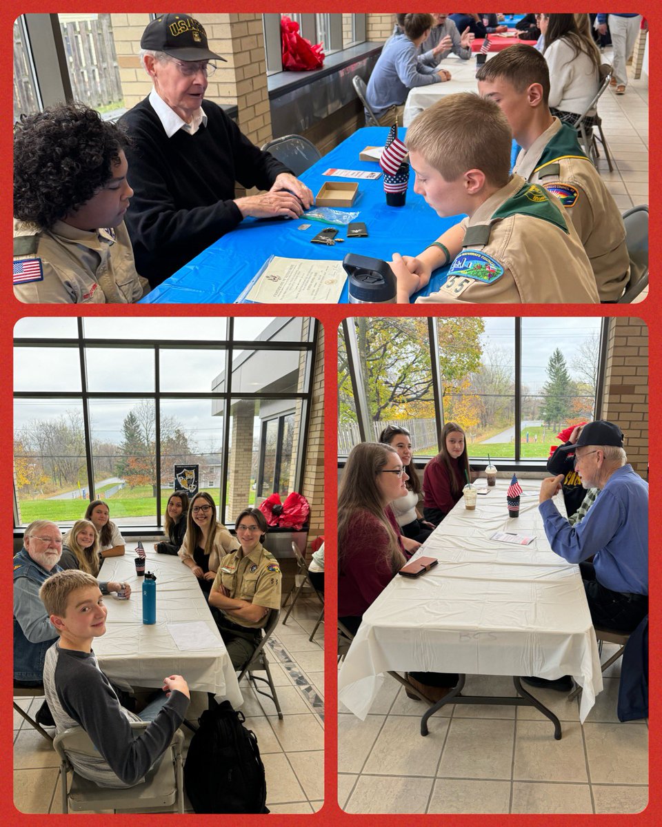 BloomfieldSHS's tweet photo. Love honoring and celebrating our veterans and hearing their stories ❤️🤍💙 @Bloom_Middle @MrParzych https://t.co/UZHDLLCncU