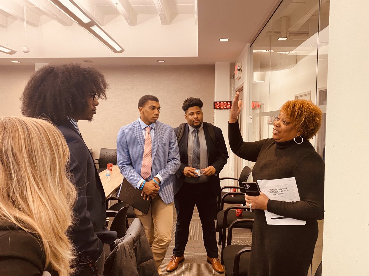 CUAMSB's tweet photo. Last Tuesday, Mark Rengel, Martin Wendel, and Natasha Thompson at Menkiti spoke on the importance of transforming run-down properties into classy, affordable real estate along the east coast and in Washington, D.C. #ThisIsCatholicU #WhyCatholicU https://t.co/8KPMoInIXj