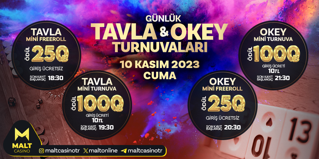 🎲 Taşların ve zarların büyülü dünyasına hoş geldiniz! 💪 Şansınıza ve tecrübenize güveniyorsanız, şimdi turnuvaya katılın t2m.io/malttw