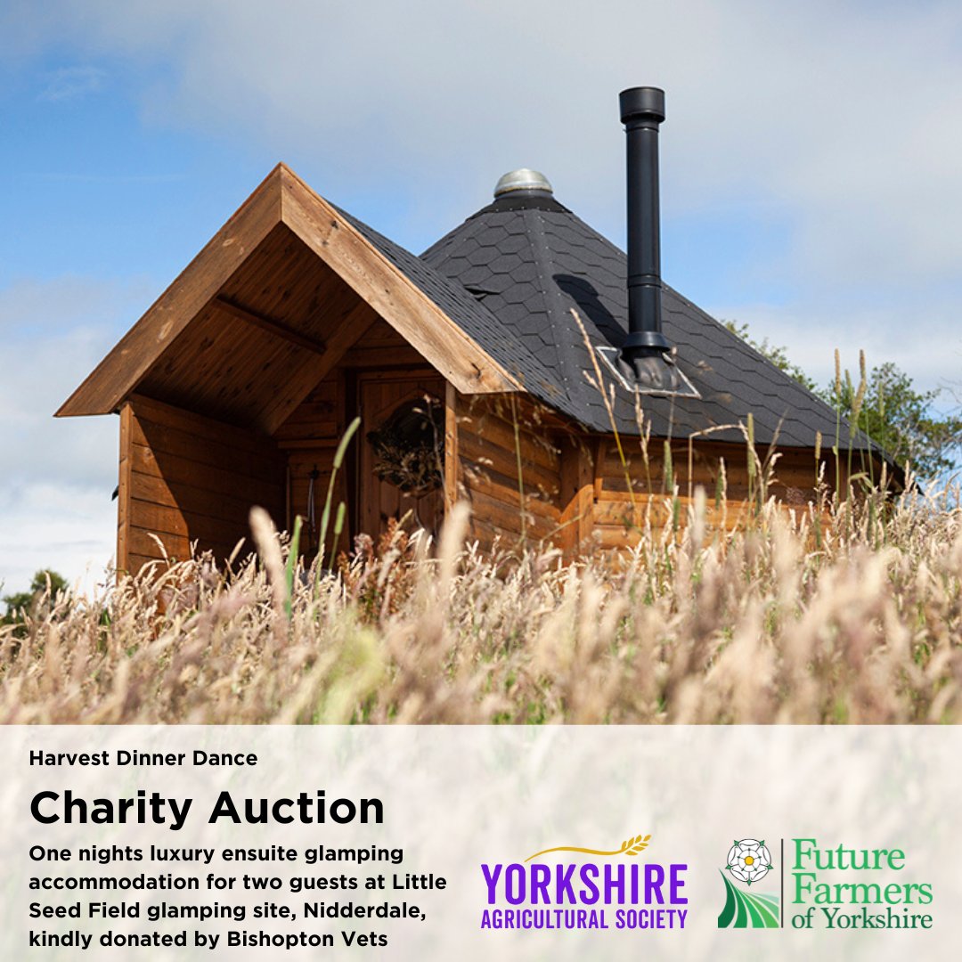 1x night luxury glamping stay for 2 at Little Seed Field, kindly donated by <a href="/bishopton_pets/">BishoptonSmallAnimal</a>..

..is 1 of the prizes in the Charity Auction &amp; Raffle in support of <a href="/YorkshireAirAmb/">Yorkshire Air Ambulance</a> <a href="/RABIcharity/">RABI - the Farmers Charity</a> at our Harvest Dinner Dance on Nov 18th

PS. Ticket sales for this event have now ended
