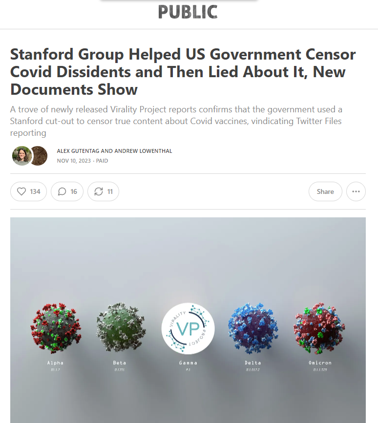 This report by @shellenberger and @galexybrane on the @Stanford Internet 'Observatory' is devastating. Based on documents provided by subpoena, it shows direct Stanford participation in censoring social media speech of Americans & directly contradicts university denials. 1/7