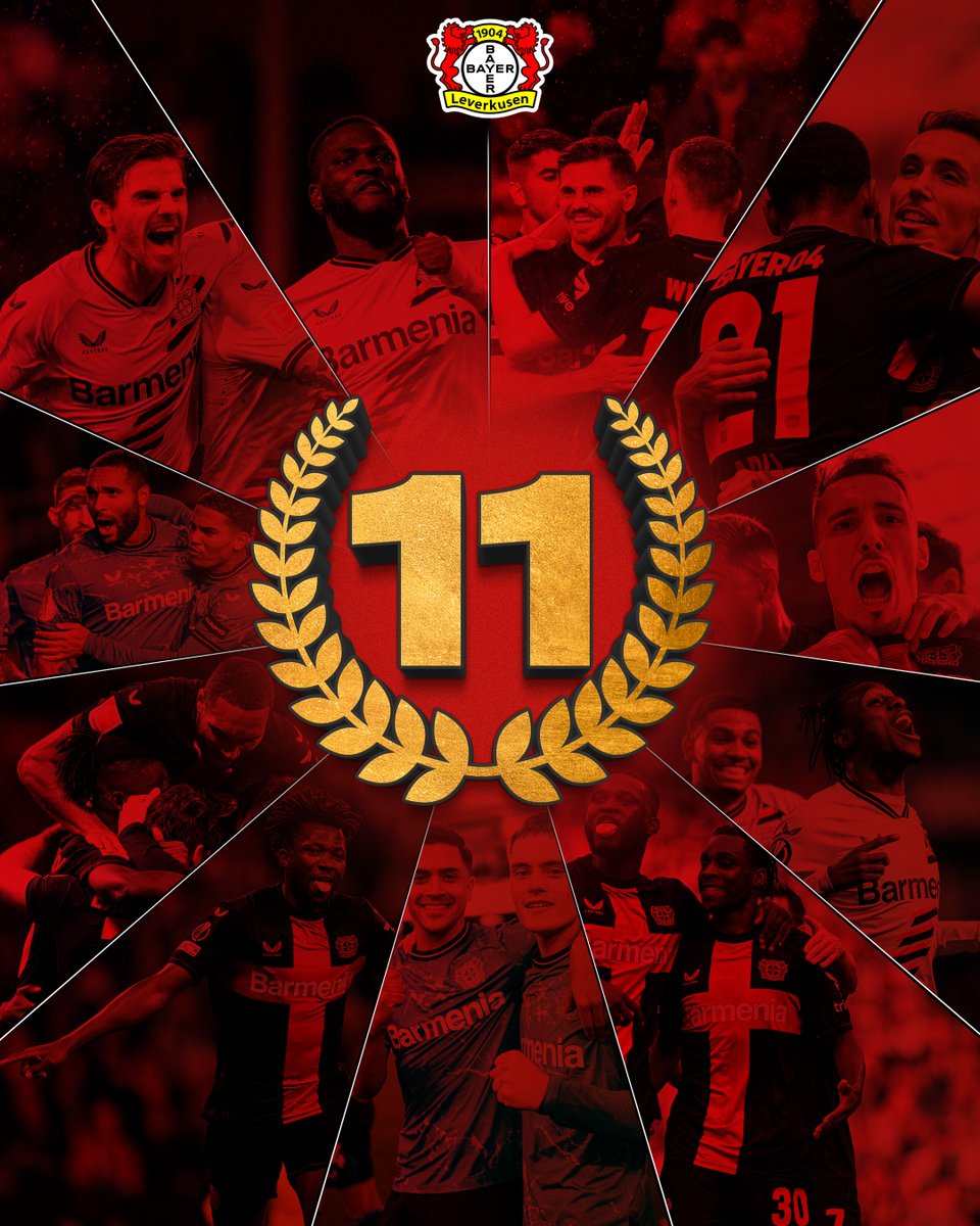 bayer04fussball's tweet photo. Vereinsrekord unterm Kreuz! 
1️⃣1️⃣ Pflichtspiele, 
1️⃣1️⃣ #Bayer04-Siege. 💪

🔙#QARB04 | #Werkself | 🔜#B04FCU https://t.co/eprZHVOEzu