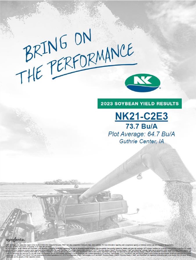 NK_Missouri's tweet image. 💥NK21-C2E3 places🥇in Guthrie Center, IA yielding 73.7 Bu/A!🏆

#NKHarvest23 #SuccesswithNK #Harvest23 @NKSeeds