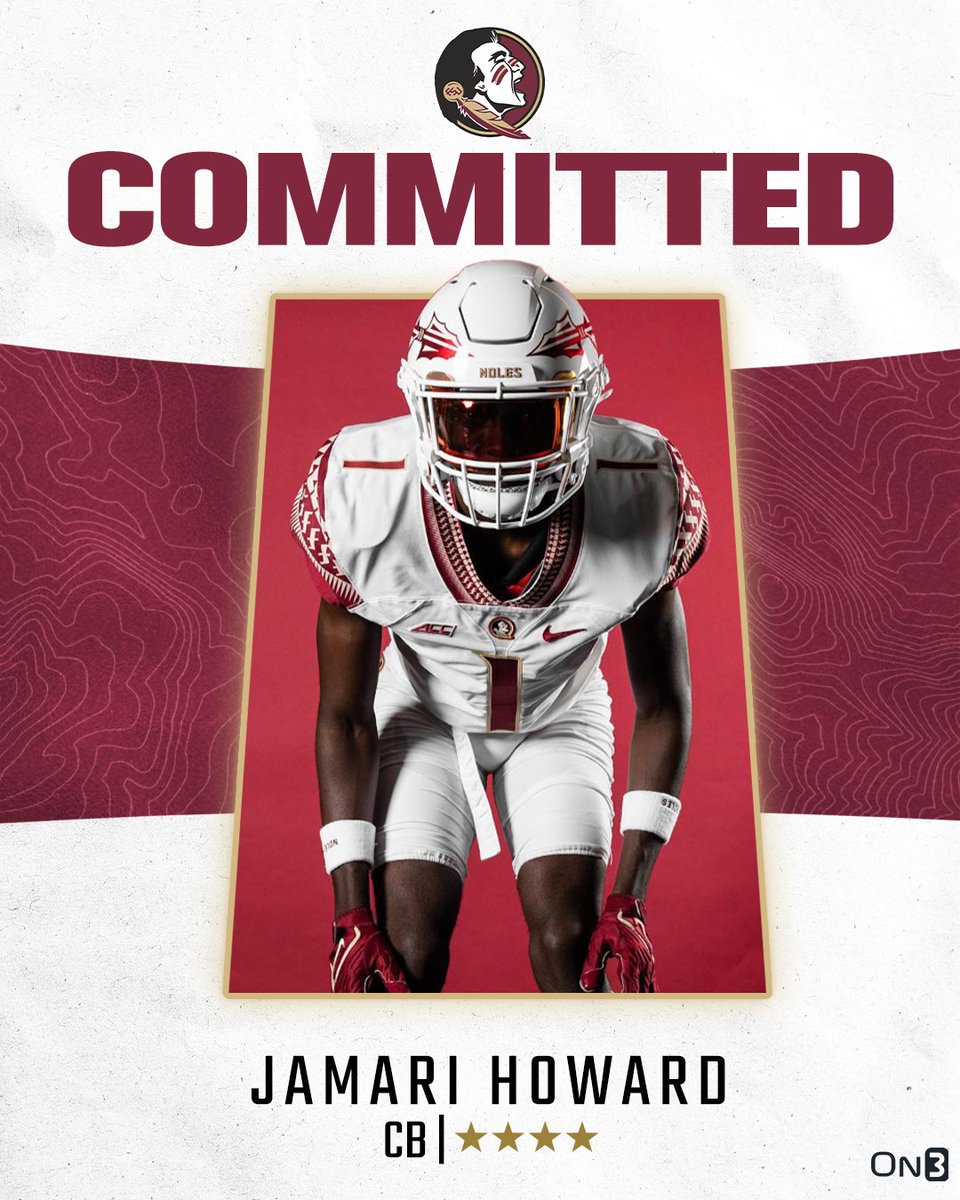 On3 Recruits (@on3recruits) on Twitter photo 🚨BREAKING🚨 4-star CB Jamari Howard has committed to Florida State🍢
More from <a href="/ChadSimmons_/">ChadSimmons</a>: on3.com/college/florid… 🚨BREAKING🚨 4-star CB Jamari Howard has committed to Florida State🍢
More from <a href="/ChadSimmons_/">ChadSimmons</a>: on3.com/college/florid…