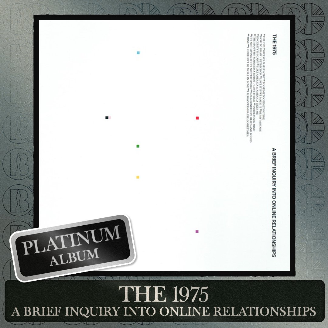 BRITs's tweet photo. 'A Brief Inquiry Into Online Relationships', the album by @the1975, is now #BRITcertified Platinum https://t.co/rE191danq8
