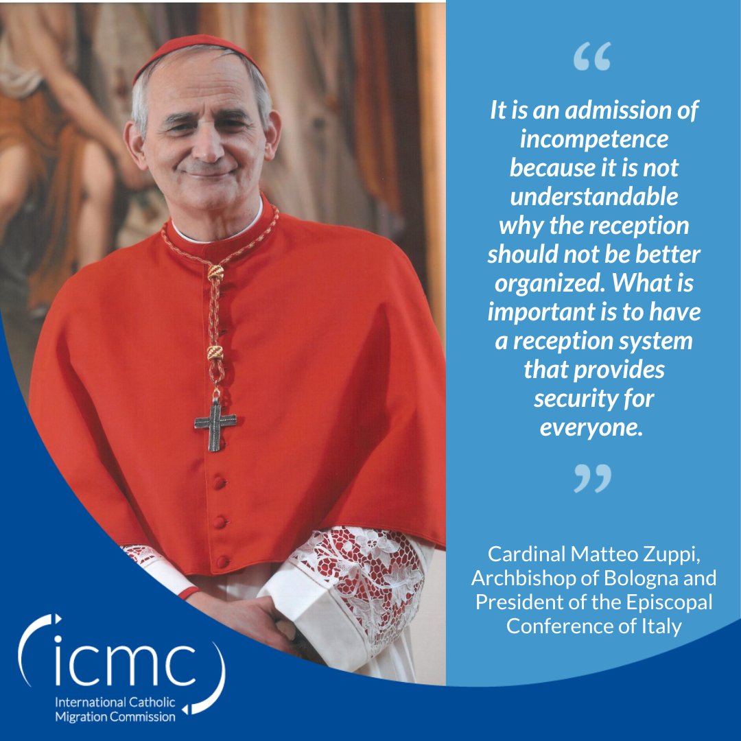 Cardinal Matteo Zuppi, Archbishop of Bologna and President of ICMC's member, the Episcopal Conference of Italy, reacts to the agreement signed by Rome and Tirana. Per the agreement, migrants rescued at sea by Italy will be deported to Albania. ➡️ bit.ly/47qZbX5