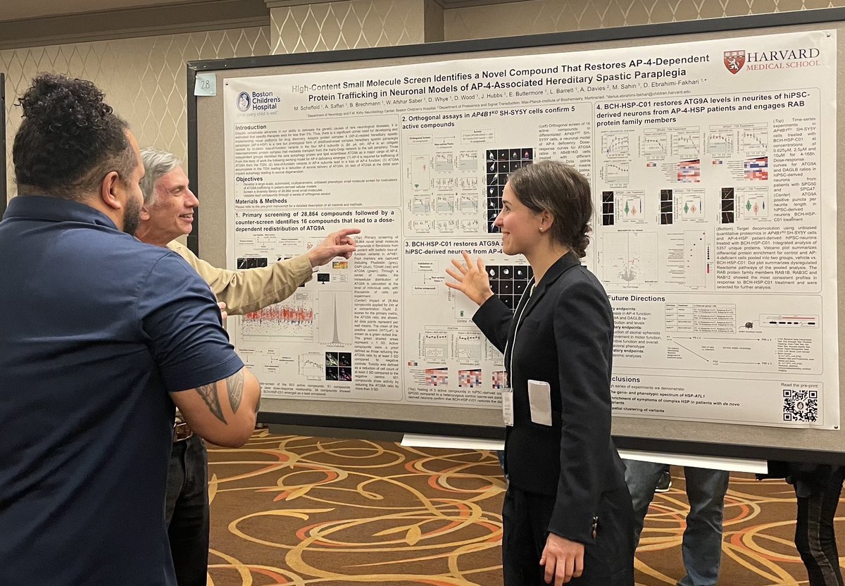 @ScheffoldM representing our lab @DEF_Lab_HMS at the @FMKirbyNeuro Retreat - showing small molecule screening platforms for #HSP in a joint research project between our group @BostonChildrens and @AstellasUS . Preprint is online! Well done Marlene! def-lab.org