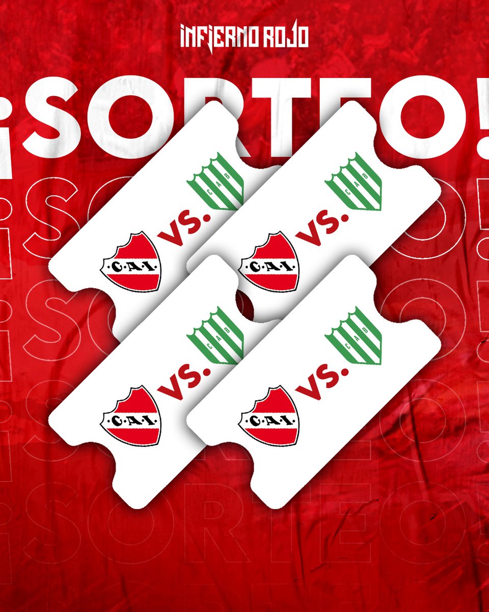 InfiernoRojo's tweet photo. 💣💣💣 ¡SORTEO SUPER EXPRESS DE 2 PARES DE ENTRADAS! 💣💣💣

🔥 Vamos que esto sigue #TodosJuntos ¿Querés ir al último partido de local a alentar a #Independiente por la Copa de la Liga frente a #Banfield?👹

¡HAY 2 GANADORES! Cada uno se lleva un par de entradas. Muy fácil de participar:

‼️Seguinos en las redes

‼️Suscribite a InfiernoRojo Play en YouTube 

‼️Triplicás las chances mencionando amigos en los comentarios