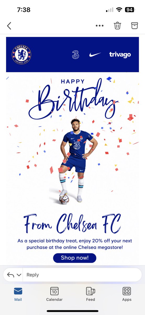dexterjules's tweet photo. Hey @ChelseaFC it should be 40% off and a new jersey for wrong front shirt sponsor. https://t.co/34KbBkz6Hy