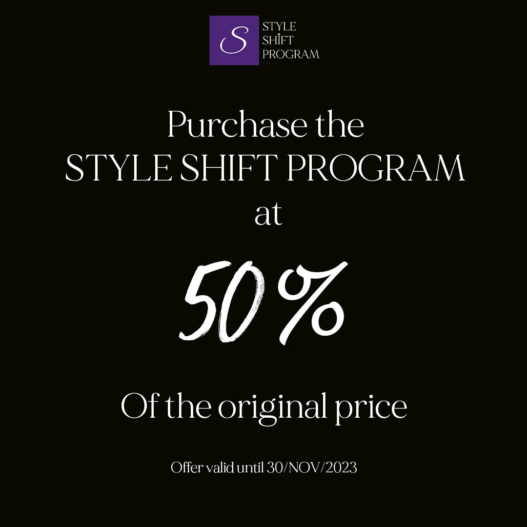 style_shift_pro's tweet photo. Take advantage of it now and get the Style Shift Program for half the original price.

Buy the Style Shift Program at 50% off here:
https://t.co/fwcyVOkcbU
Valid until the end of November (30/11/2023)

#blackstyle #blackfriday #trend #fyp #styleshiftprogram #fashionstyle #fashion https://t.co/iE9k8r81J8