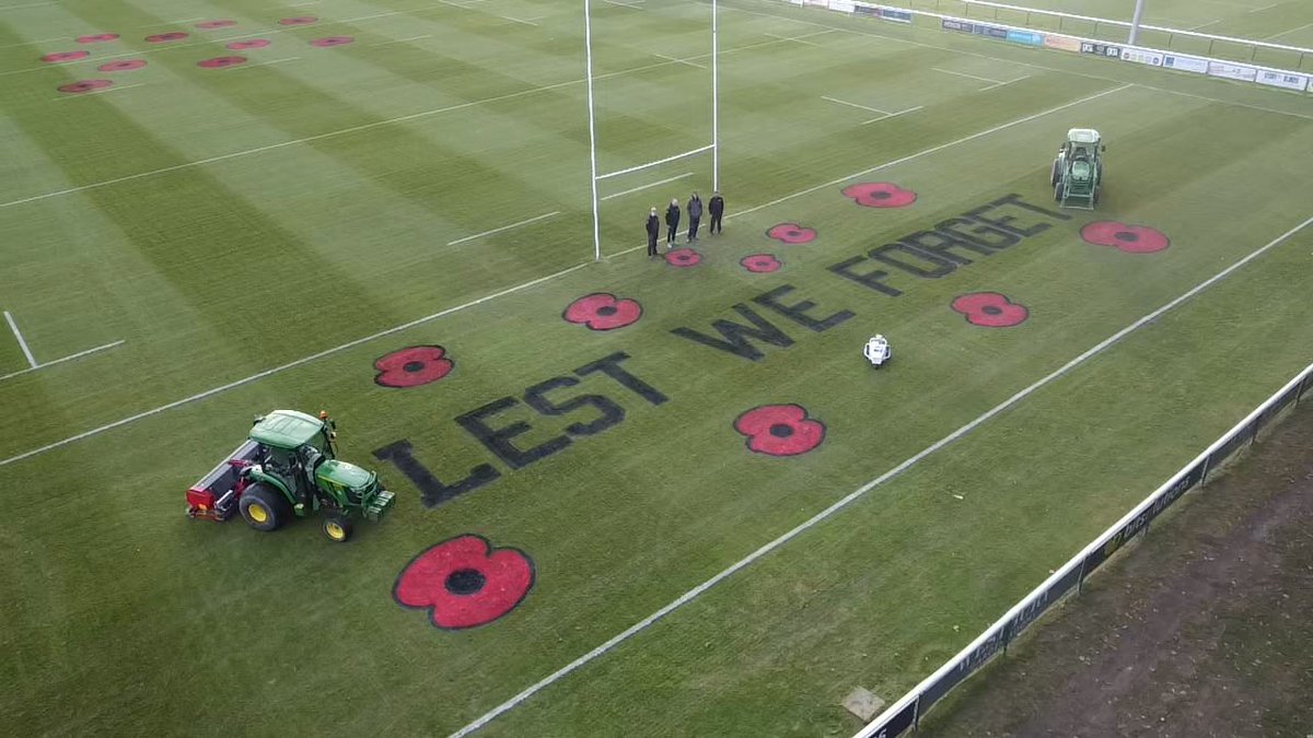 The incredible team from <a href="/LtdGarson/">Garson's Group Ltd</a> have pulled out all the stops creating the #ArmisticeDay pitch for the game vs <a href="/tauntonrfc/">Taunton Rugby Club</a> We very much look forward to welcoming local veterians as our guests for tomorrows lunch supported by our wonderful sponsors. #oneclub #LestWeForget