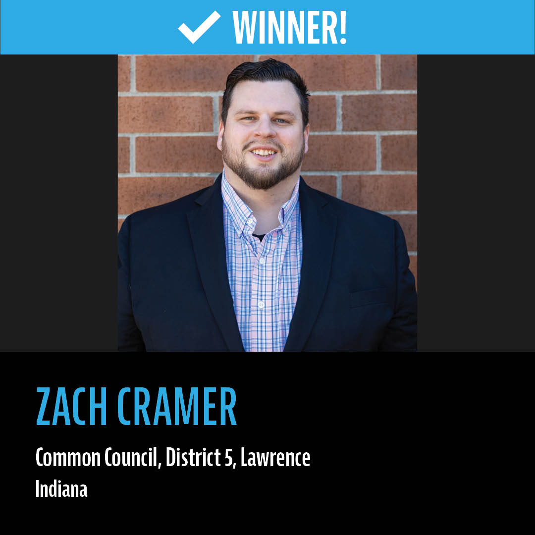 runforsomething's tweet photo. 🚨 𝗪𝗜𝗡 🚨: Congrats to @ElectZachCramer on your win for Common Council, District 5, Lawrence in Indiana! https://t.co/7QW9Vz4ddl