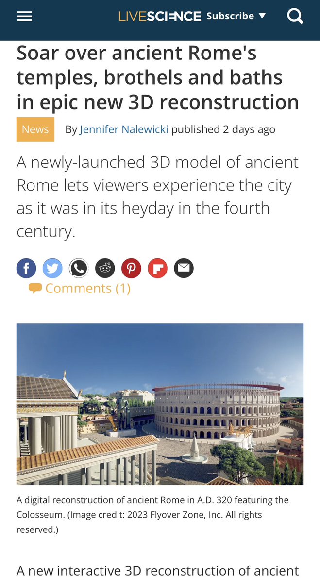 Flyover Zone in the press! Our Rome Reborn 4.0 launch yesterday was featured in Forbes, Gizmodo, Live Science, Süddeutsche Zeitung, Zeit Online, Ansa, and more. Check out the “Flight Over Ancient Rome” virtual tour in Yorescape to experience it!