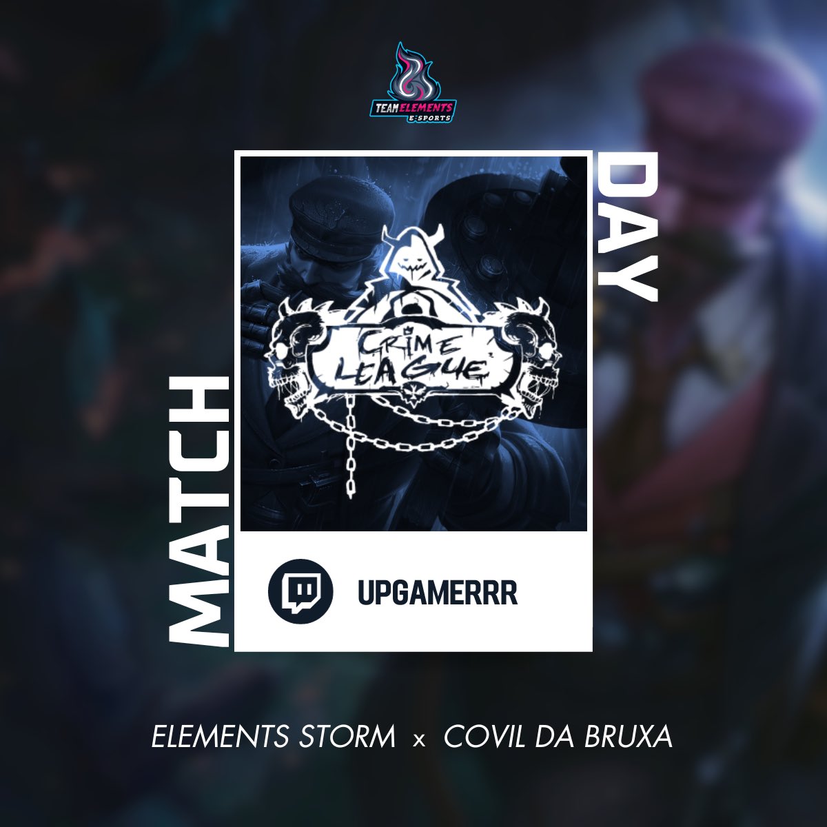 TeamElementsbr's tweet photo. GAME DAY❗️
NOSSO SEGUNDO JOGO NO @CrimeLeagueBR é HOJE e você 🫵🏻 não pode perder
⏰ 21H - BRT
🆚 Covil da bruxa
📺 https://t.co/novw5qO01x
SEGUIREMOS FORTES 💪🏻 NA COMPETIÇÃO. VEM TORCER PRA GENTE
#LeagueofLegends #ElementsStorm #CrimeLeague https://t.co/reo5KEj7Jg