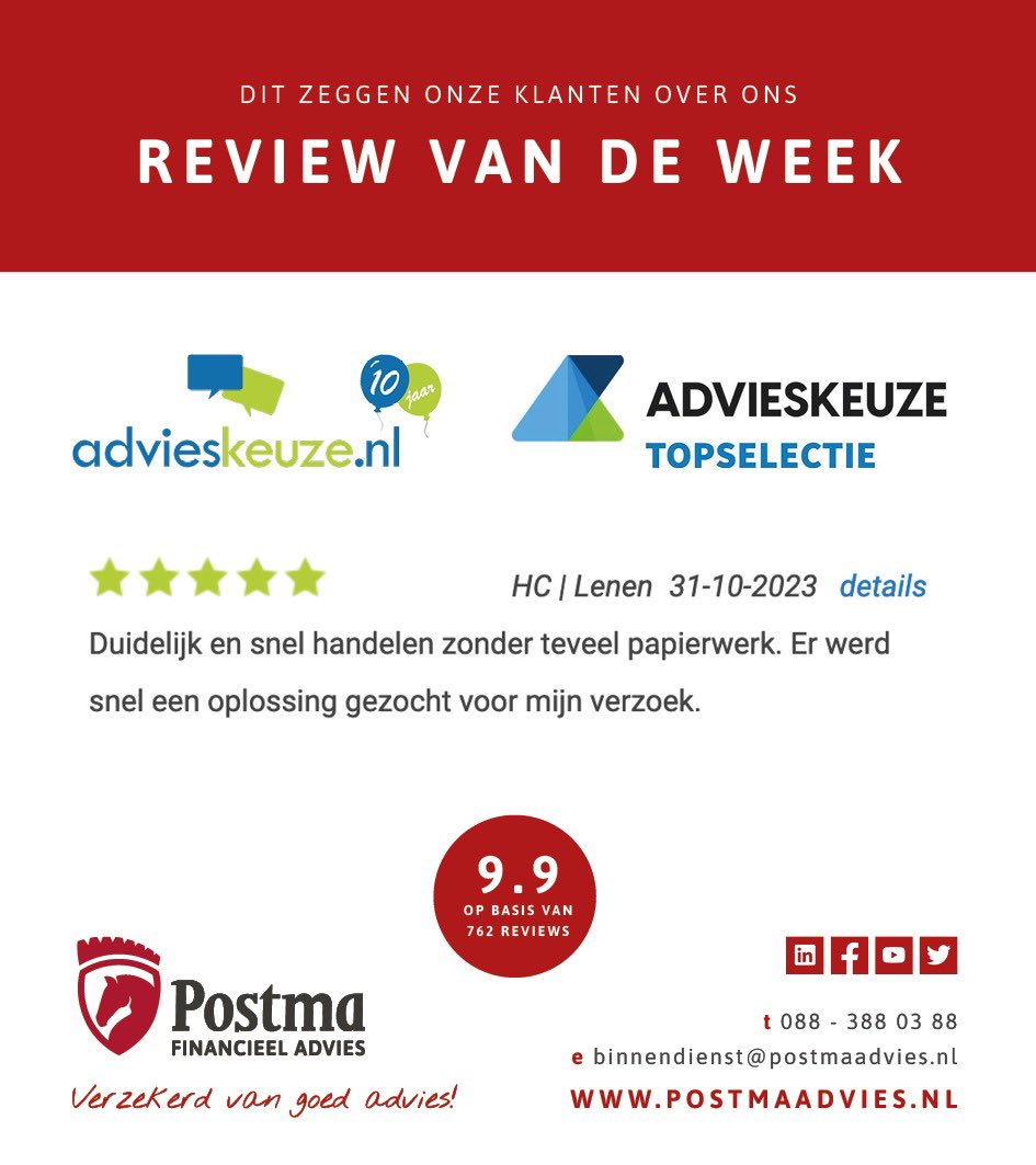 PostmaAdvies's tweet photo. 🌟 **Review van de Week!** 🌟

✅Elke week delen wij met trots een review van een van onze gewaardeerde klanten op Advieskeuze. Waarom? Omdat uw mening telt! 

#advieskeuze #klantfeedback #dienstverlening #postmaadvies #uwmeningtelt #besteadvies #onafhankelijkadvies https://t.co/MBFsmbcWRW