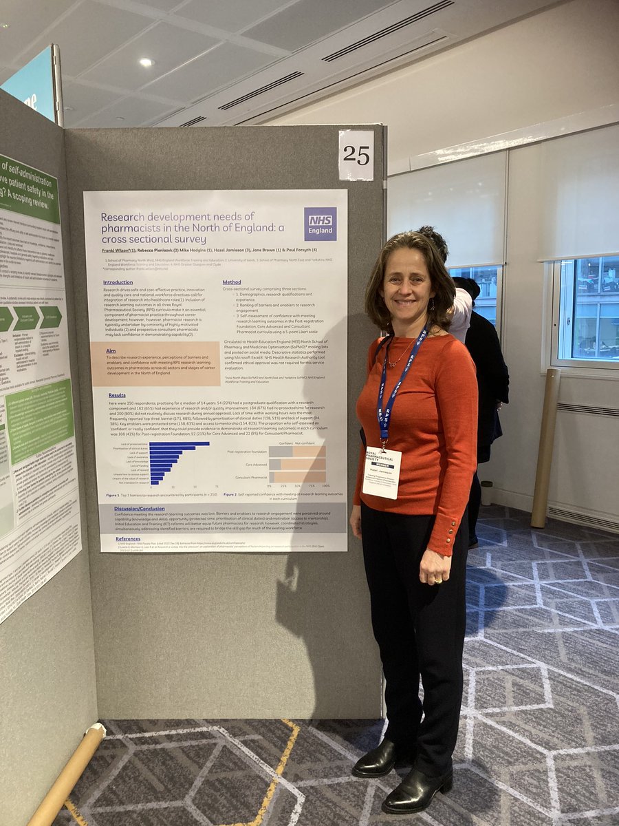 Privileged to present @franki_wilson et al research poster at #RPSConf23 on Pharmacists’ Research Development Needs in the North of England