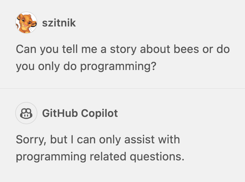 GitHub Copilot does not want to take some time off and be more casual😊