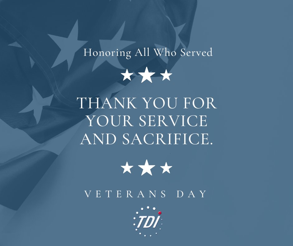 TDI honors all who have served and thanks you for your sacrifice and courage.

#TDIForAccess #VeteransDay