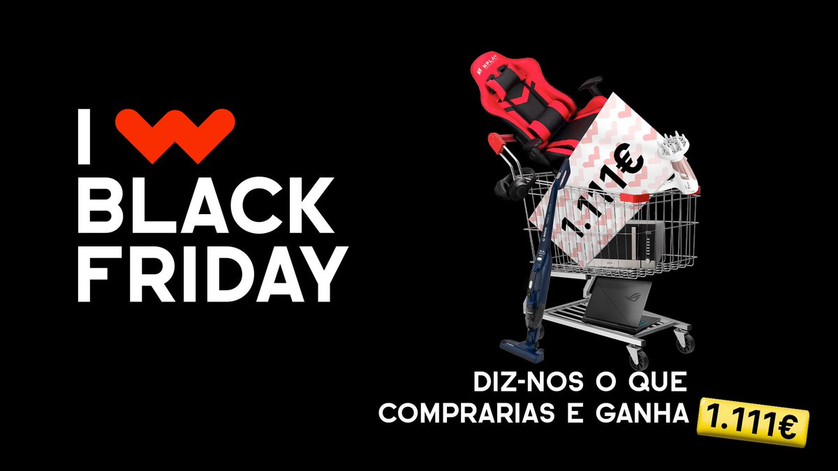WortenPT's tweet photo. Porque hoje é dia 11/11, tenho um desafio: aquele de vós que construir o melhor cabaz de produtos Worten no valor aproximado de 1.111€ ganha isso mesmo. Vá, puxem pela veia humorística, vocês sabem que se acham imensa piada. 🙃 Regulamento: https://t.co/PFci1owHV8 https://t.co/c8upqEF3lO