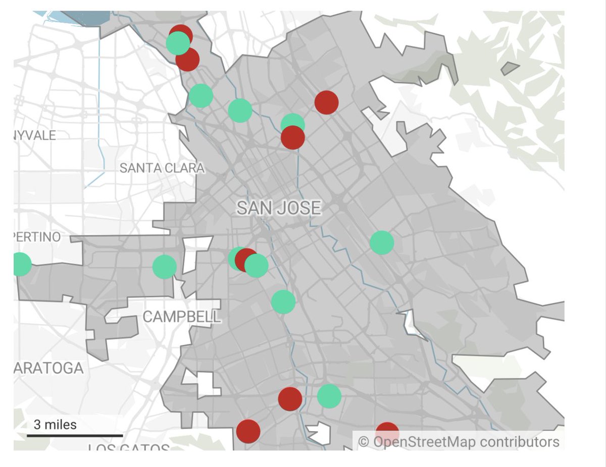 Gabriel Lorenzo Greschler (@ggreschler) on Twitter photo I made a nifty map to show where in San Jose the city may lose up to 4,177 homes because of “builder’s remedy”
Explore the data here: mercurynews.com/2023/11/10/exp… I made a nifty map to show where in San Jose the city may lose up to 4,177 homes because of “builder’s remedy”
Explore the data here: mercurynews.com/2023/11/10/exp…