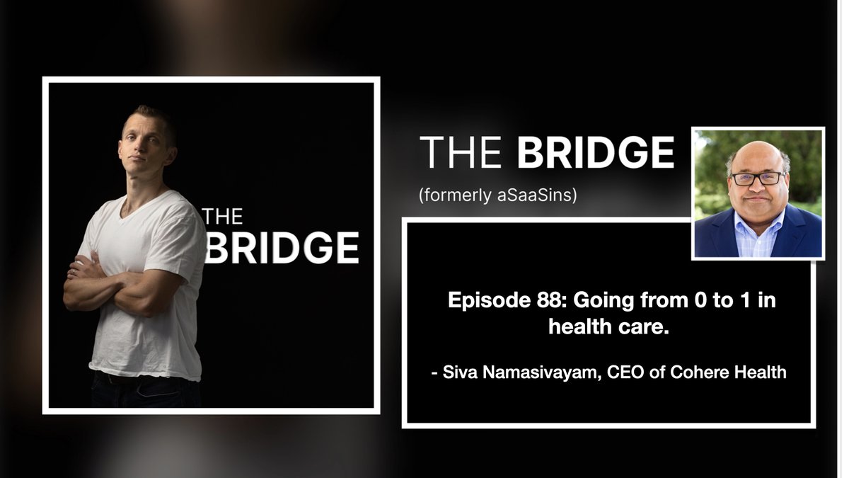 The Bridge (@thebridgeround) on Twitter photo Finding early adopters can feel like looking for a needle in a haystack, particularly in more highly regulated industries like healthcare. 🏥🔒
Was pumped to have Siva Namasivayam from <a href="/CohereHealth/">Cohere Health</a> join the show
🎙 🎙 Check out the interview here: bit.ly/cohere-br Finding early adopters can feel like looking for a needle in a haystack, particularly in more highly regulated industries like healthcare. 🏥🔒
Was pumped to have Siva Namasivayam from <a href="/CohereHealth/">Cohere Health</a> join the show
🎙 🎙 Check out the interview here: bit.ly/cohere-br