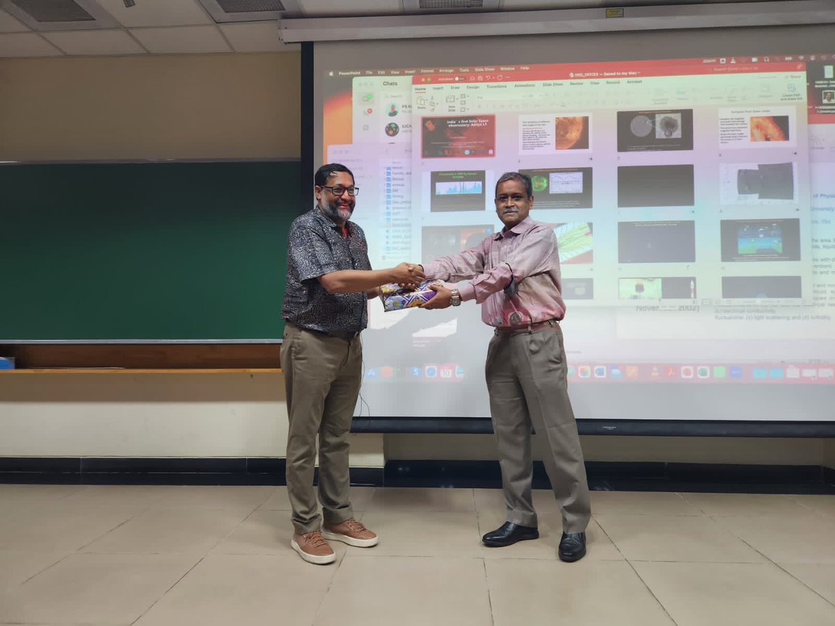 Prof. @dipu_iia shared insights into India's first Solar Space observatory: #AdityaL1 , a captivating overview of scientific goals & a status update on the mission.🛰️☀️ #ISRO #physicstalk #Physics #AdityaL1 #solarscience