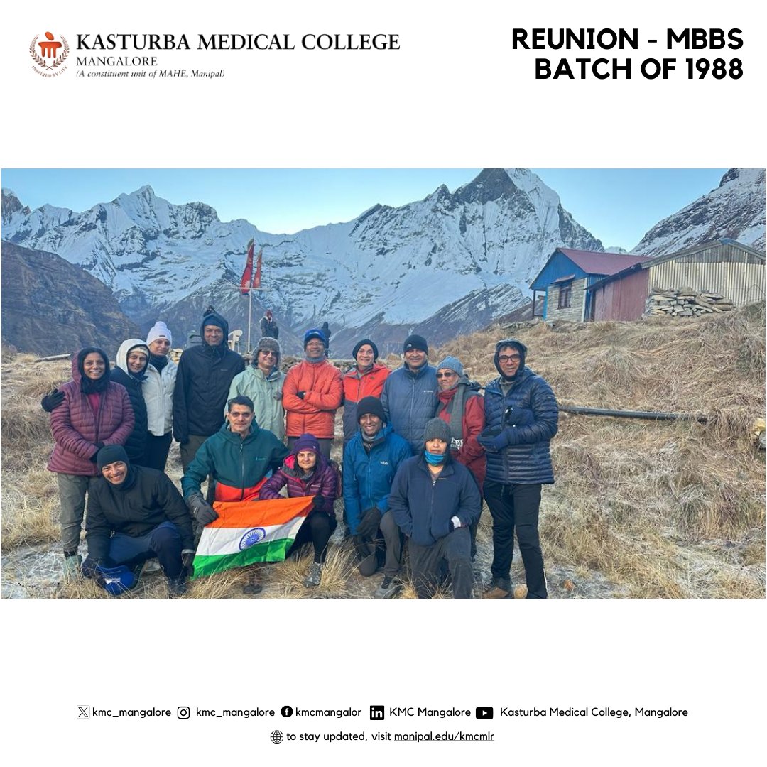 KMC_Mangalore's tweet photo. Capturing cherished moments of camaraderie and nostalgia as the alumni from the Class of 1988 reunite during the Sandakphu - Phalut Trek (2023) and Annapurna Base Camp Expedition (2022)
A journey through mountains and memories
#AlumniReunion #ClassOf1988 #KMCMangalore https://t.co/xbKwu6ZaPQ