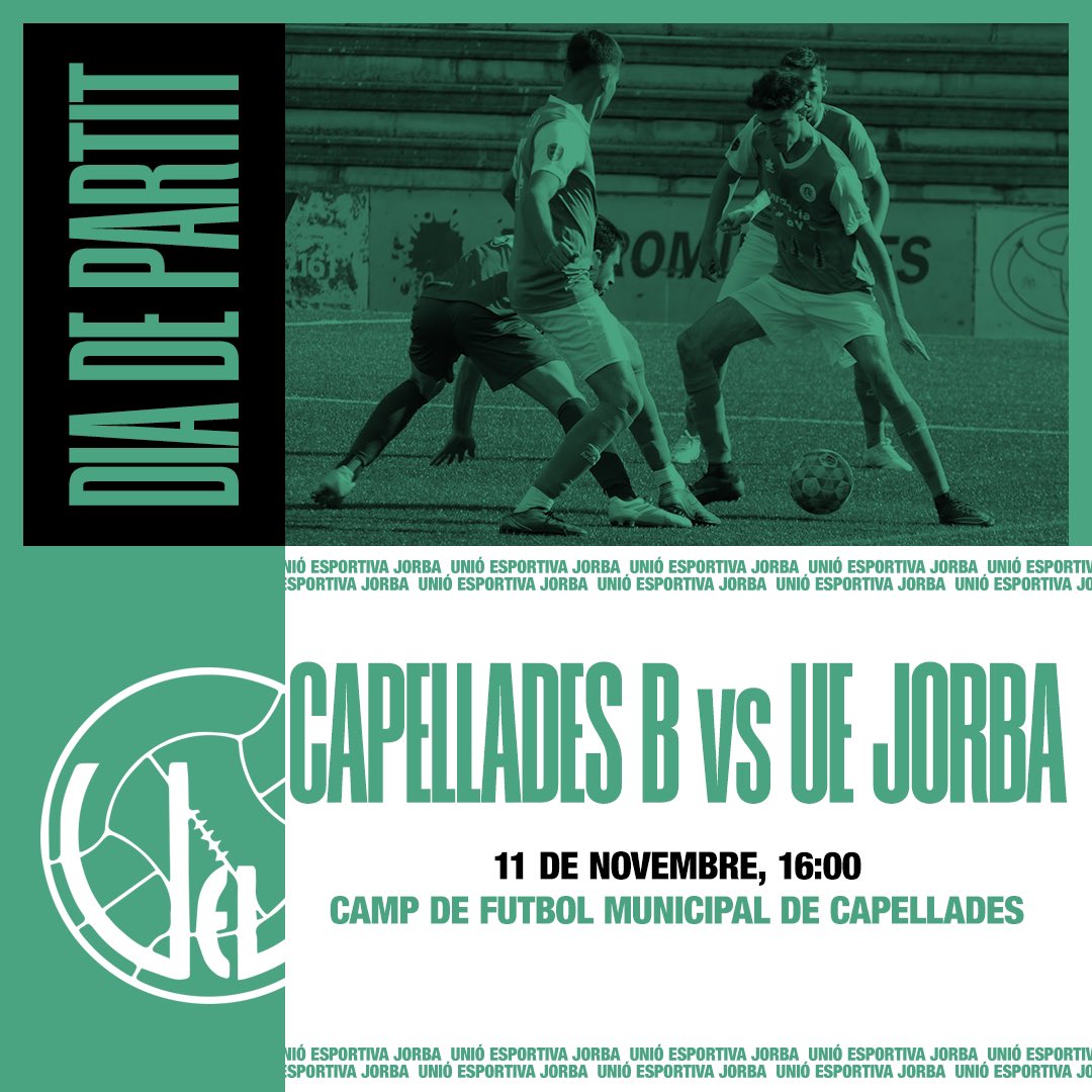 uejorba's tweet photo. Probablement, l'únic partit que comencem com a favorits (procedim a preparar el tuit per dir que aquesta frase ha envellit malament).

🆚 CF Capellades B
🏟 Camp de futbol de Capellades
🗓 Dissabte 11 de novembre
⏰ 16:00 https://t.co/oINSFEcNWQ