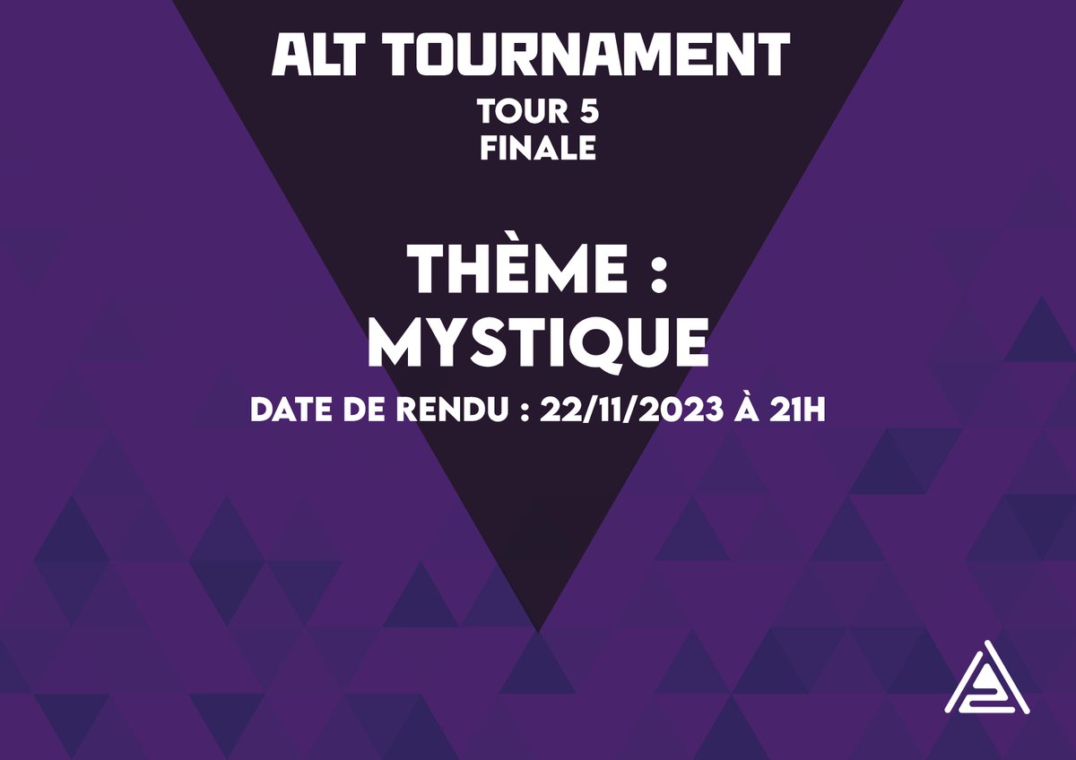 AltTournament's tweet image. ▽ 𝑪𝑯𝑬𝑹𝑺 𝑷𝑨𝑹𝑻𝑰𝑪𝑰𝑷𝑨𝑵𝑻𝑺 ▽  

 ▷ Voici l'intitulé du cinquième thème sur lequel vous allez devoir vous affronter!   
Bon courage, et à vos crayons!