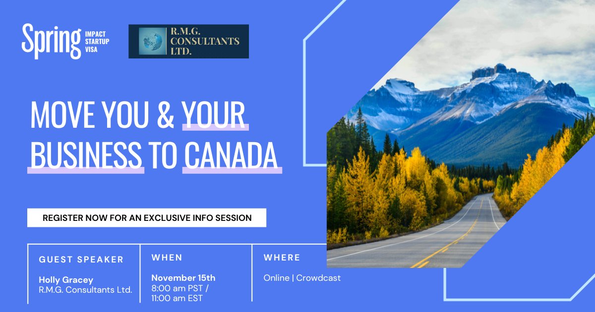 Don't miss our free virtual info session on the Impact Startup Visa program next Wednesday 🇨🇦 8 AM PST / 11 AM EST 🗣 Featuring our amazing guest speaker Holly Gracey, Managing Director at R.M.G Consultants Ltd. hubs.ly/Q027X8vs0 Register now ⤴