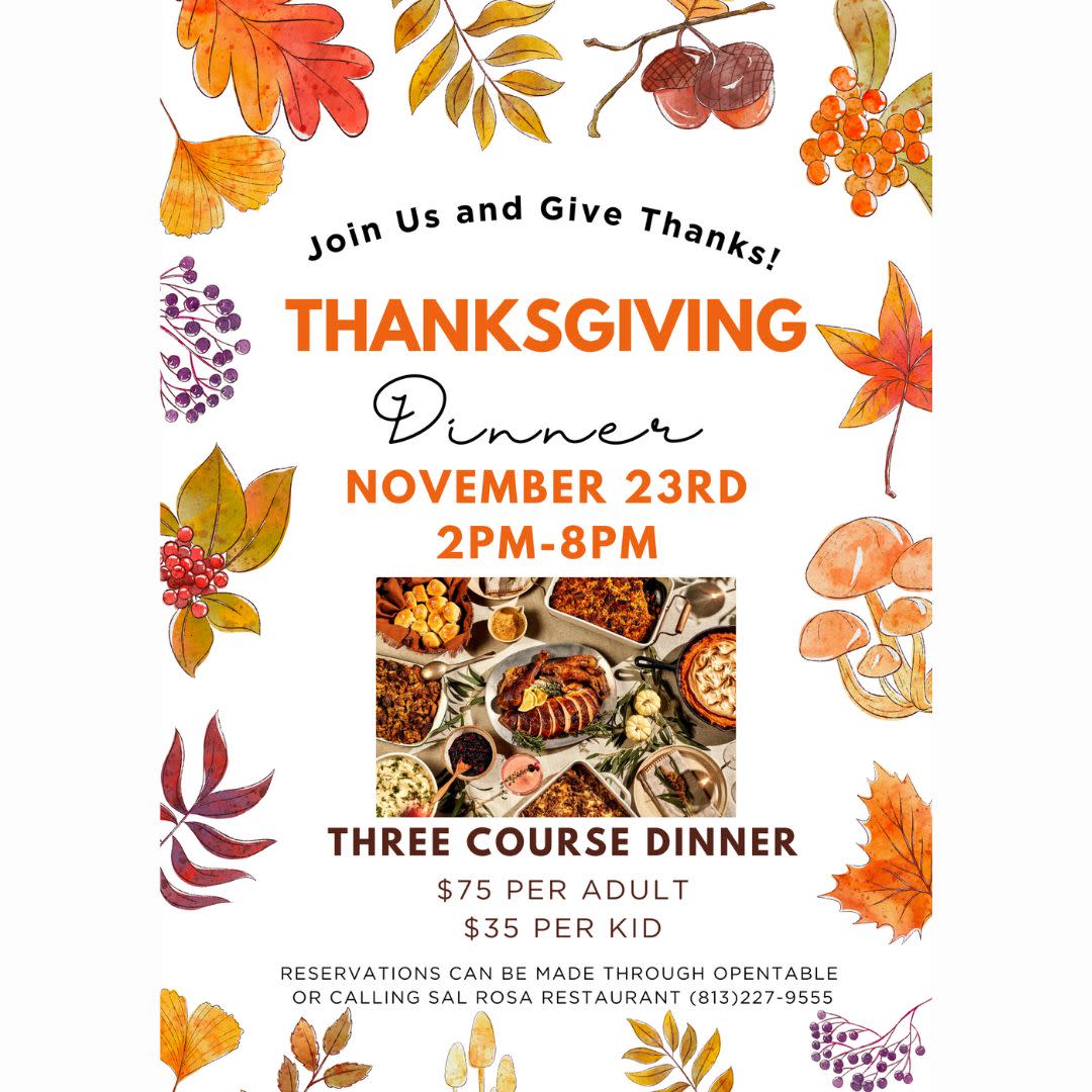 Join us on November 23rd for our Thanksgiving Celebration from 2 PM to 8 PM. Indulge in a delectable three-course meal that'll have your taste buds in full holiday mode. 🦃🍽️

Secure your reservation: bit.ly/45MaPuv