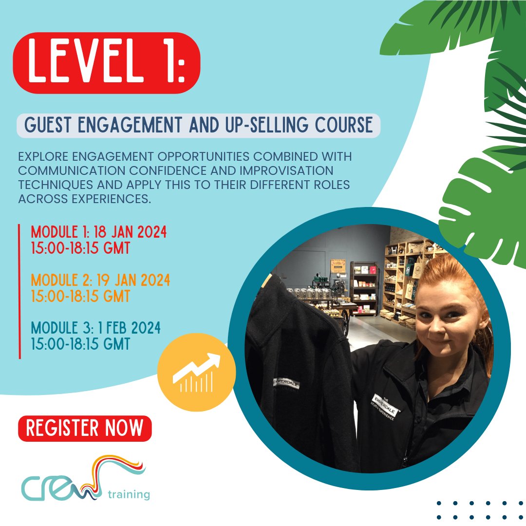 CREW_Training's tweet photo. Level 1 : Guest Engagement and Up Selling Course. 

✅Explore the use of voice in interactions

✅Understand the importance of promoting services

✅Explore practical examples of ‘one-to-one’ engagement

Find out more via our website. https://t.co/dTjwSsthEF https://t.co/aSB6zGOmRh