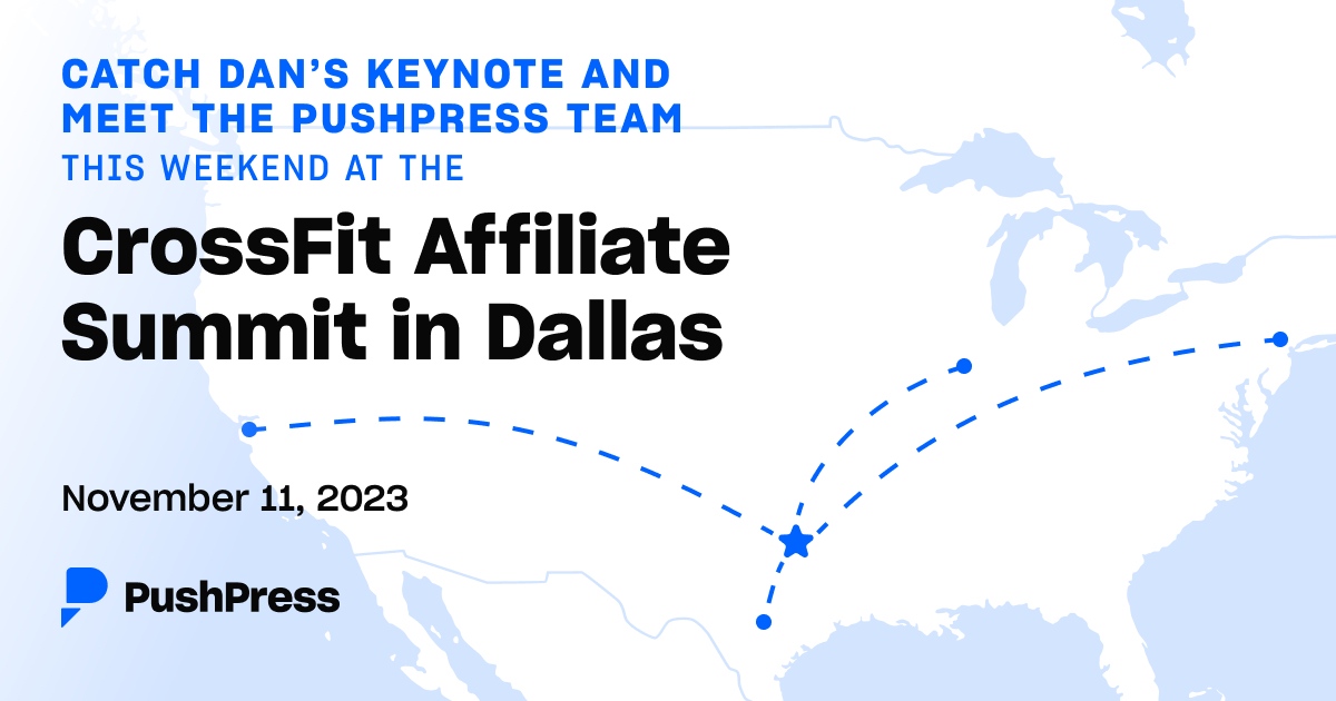 PushPress, Inc. (@pushpressapp) on Twitter photo Are you going to the CrossFit Affiliate Summit this weekend in Dallas? 
If you'll be around - you can catch our CEO, Dan Uyemura's keynote speech!
📸 Track down Dan and the PushPress team at the Summit, grab a selfie together, and tag us on Instagram!
 Are you going to the CrossFit Affiliate Summit this weekend in Dallas? 
If you'll be around - you can catch our CEO, Dan Uyemura's keynote speech!
📸 Track down Dan and the PushPress team at the Summit, grab a selfie together, and tag us on Instagram!
