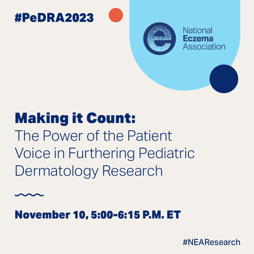 nationaleczema's tweet photo. Jessica Johnson, NEA's Director of Community Research & Engagement & Joy Wan, M.D. will present Making it Count: The Power of the Patient Voice in Furthering Pediatric #Dermatology Research at #PeDRA2023 Nov. 10 at 5pm ET
#eczema #NEAresearch #atopicdermatitis @PeDRAResearch https://t.co/MHJmcRGdgd