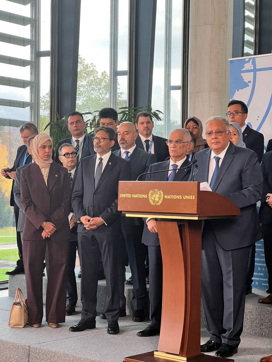 MDVinGeneva's tweet image. H.E Dr. Asim Ahmed @Asim_mv delivered the Joint Call on the humanitarian situation in Gaza on behalf of a group of Ambassadors today, at a ceremony held at the #UNOG. The call was guided by the purposes and principles of the UN Charter &amp;amp; called for an immediate ceasefire in Gaza.