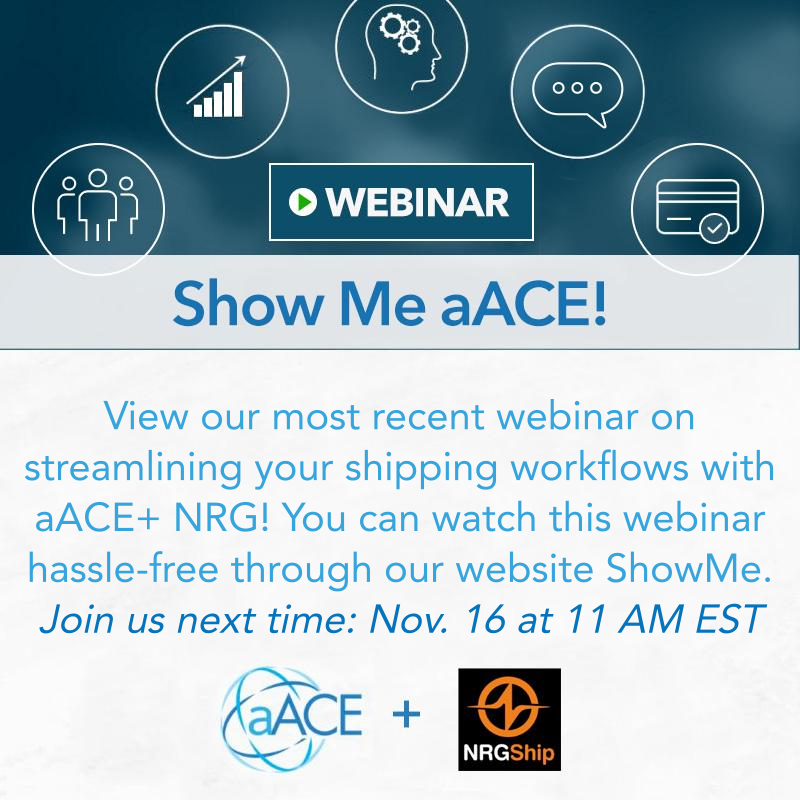 aACEsoft's tweet image. Our recent webinar on the aACE+ NRG integration discussed how you can streamline your aACE shipping with @nrgsoft. You can find a free recording of this webinar on our site ShowMe: showme.aacesoft.net/?id=10731 

Join us next time: aacesoft.com/support/webina…

#aACESoftware #ERP #shipping