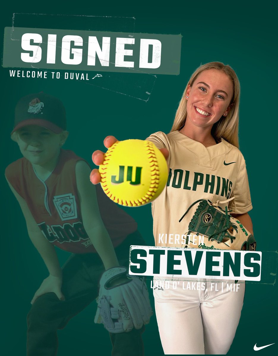 JAX_Softball's tweet photo. 𝐒𝐢𝐠𝐧𝐞𝐝. ✍🏼

Phins, please welcome middle infielder Kiersten Stevens to Duval!

Welcome to the POD!

#PhinsUp 🐬 https://t.co/z3UaPJ9df0