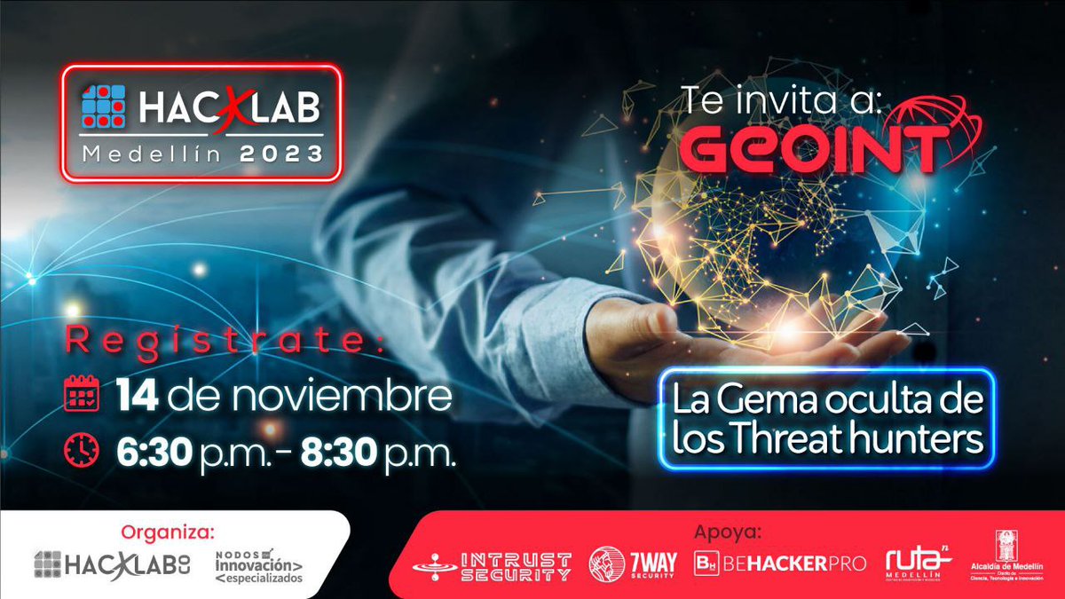 EthicalHcop's tweet photo. Hola a tod@s, nos veremos nuevamente este 14 de noviembre en las instalaciones de RutaN con una nueva charla de @HackLabMed. Nos vemos por esos lados.

https://t.co/7lMmHFzNw6 https://t.co/1XugJDq28E