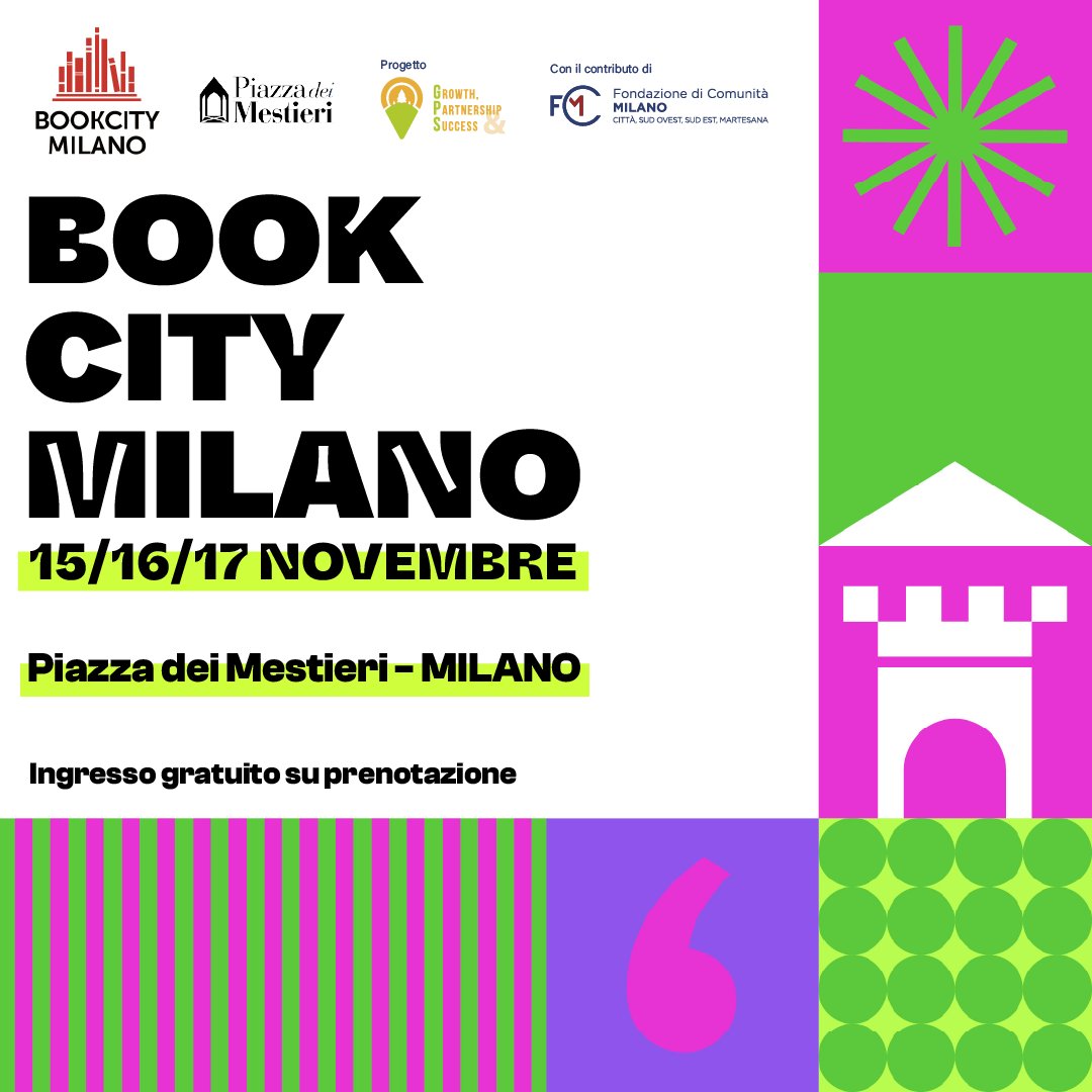 📖 Siamo a #Milano dal 2022 e la Piazza dei Mestieri è per la prima volta tra le location scelte da <a href="/BOOKCITYMILANO/">BookCity Milano</a>, una delle manifestazioni culturali più attese della città. 

Conosci altre persone interessate a partecipare? Condividi questo tweet 👇

#bcm23 #bookcity