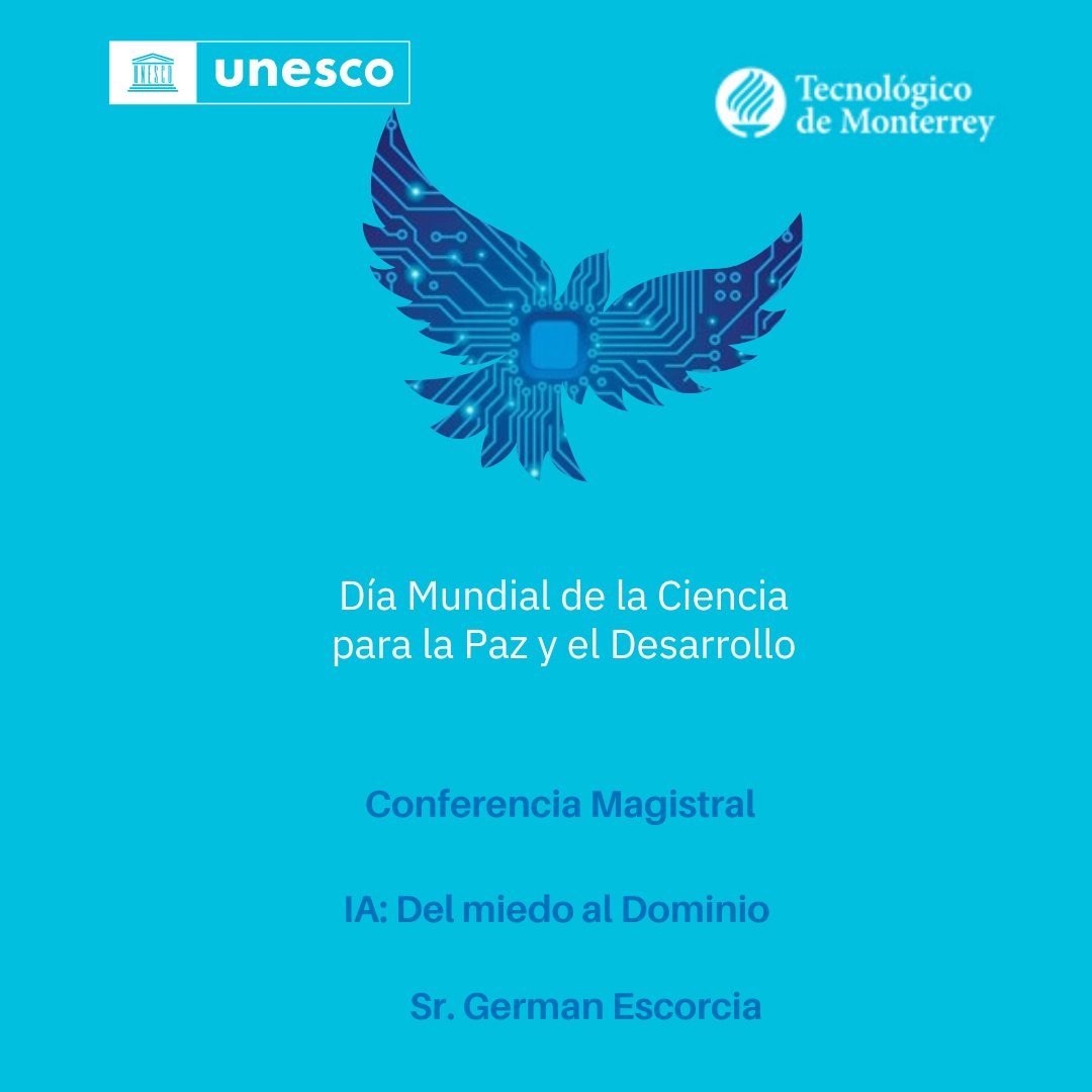 ehecdmx's tweet photo. ¡Únete a la conversación y disfruta de la conferencia magistral "IA: Del miedo al dominio" con German Escorcia.
📍Disfruta y sigue el streaming desde:
https://t.co/oE90VdmE5A
https://t.co/wcU8UDZyod
#SomosEHE #GenerarConfianzaenlaCiencia #UNESCOMX @UNESCOMexico https://t.co/B7QJbtC5TV