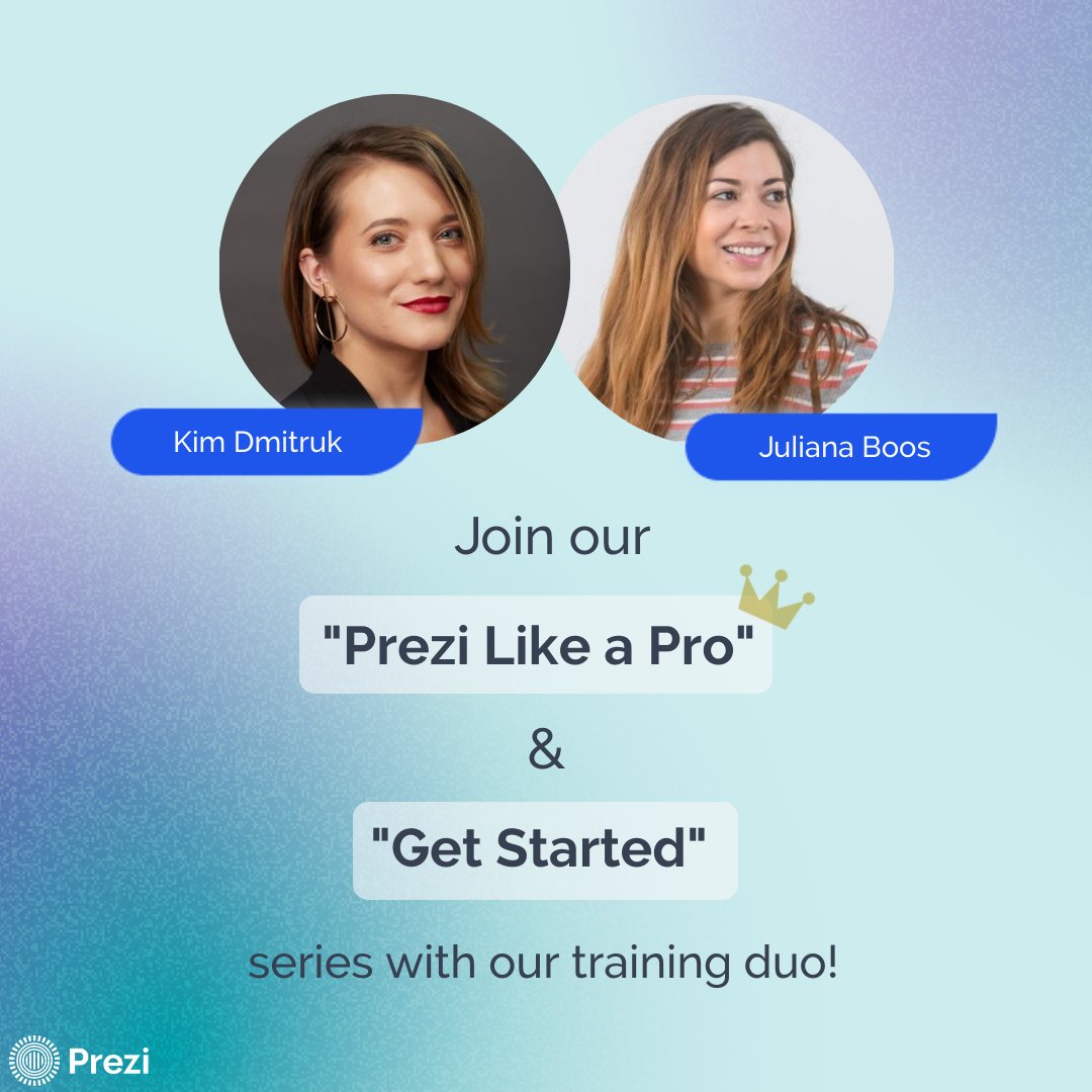 prezi's tweet photo. Introducing the Dream Team! โจ
Every single week, our incredible trainers, Kim and Juliana, are here to make your Prezi experience simply magical! ๐ชโจ
Join one of their sessions: https://t.co/dec8ktKxlE
#prezitrainers #prezitraining #prezitutorials #trainingsessions https://t.co/3QABCGuDAt
