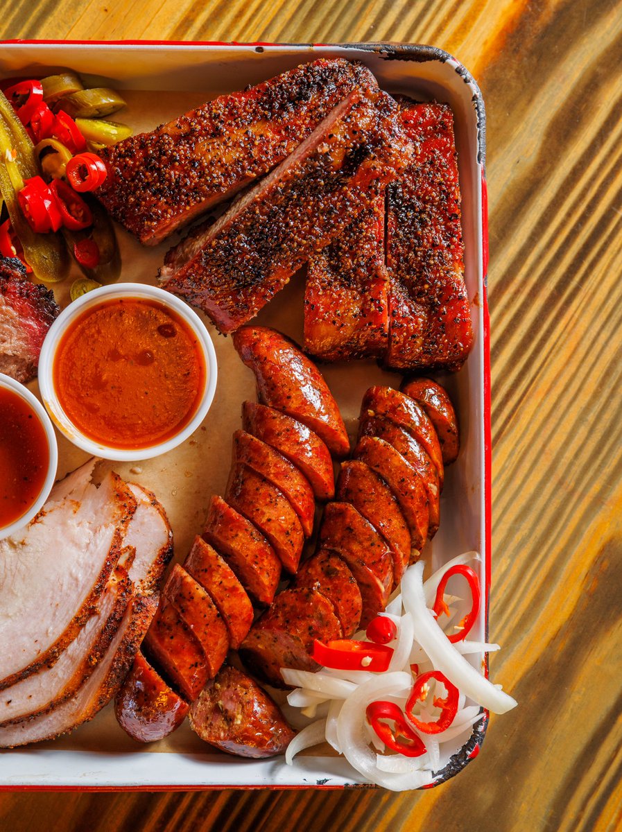 This weather was made for a big tray of the Smoked Meats. We’ve got em all on deck this #Friday and up on the specials board don’t skip that Smoked Beef Merguez Sausage PoBoy up for grabs! #TexasBBQ #BBQ #AustinTexas #ATX #SmokedMeats #AustinEats #Barbecue #AustinBBQ #CedarParkTX