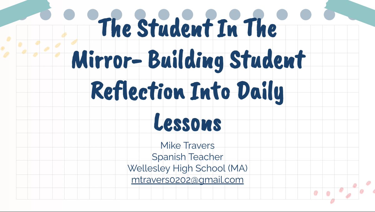 I'm really excited to present next week at <a href="/actfl/">ACTFL</a> . Saturday at 1:30- The Student In The Mirror: Building Reflection Activities Into Daily Lessons