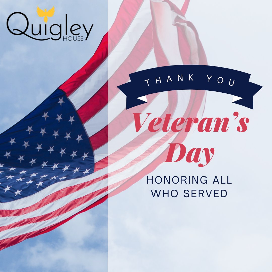 Quigleyhouse's tweet photo. We want to take a moment and thank every veteran for Veteran's Day. Thank you for your service. 

Reminder: our outreach office is closed today. We are always available at our 24-hour crisis helpline at 904-284-0061. https://t.co/e06Mjp0b1u