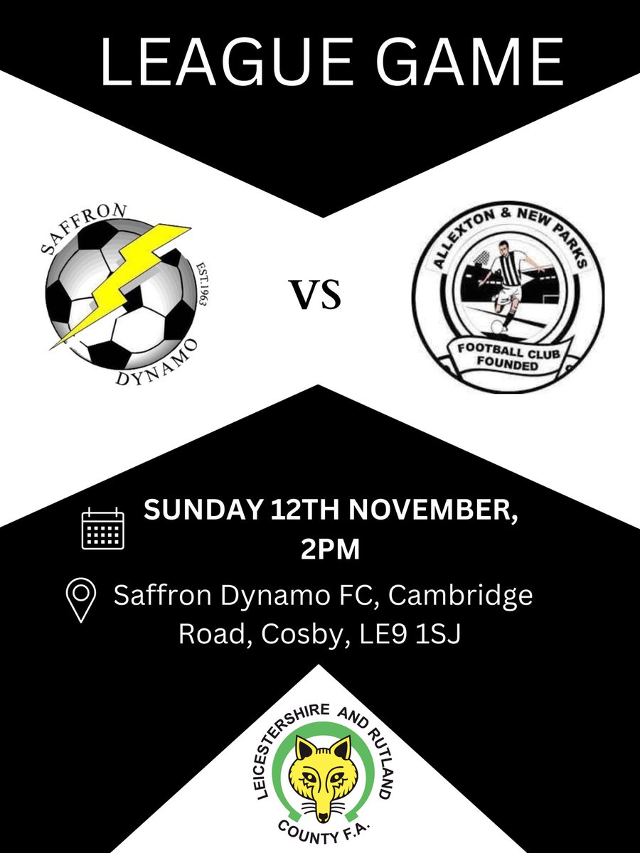 ANPWFC's tweet photo. ⭐️LEAGUE GAME⭐️ 

We’re away from home on Sunday travelling to Saffron Dynamo with a strong squad of 16! Come down and support our players. 

⬇️⬇️⬇️

📅 - Sunday 12th November
⏰ - 2pm
📍 - Saffron Dynamo FC, Cambridge Road, Cosby, LE9 1SJ

#UPTHEANP

⚫️⚪️⚫️⚪️ https://t.co/SbaUUs9AbQ
