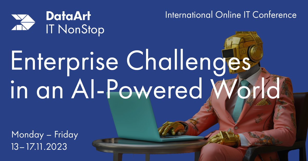 🤖 Beep-beep! 🤖 Join us at DataArt's IT NonStop 2023 Conference from November 13-17, 2023, where we'll explore "𝗘𝗻𝘁𝗲𝗿𝗽𝗿𝗶𝘀𝗲 𝗖𝗵𝗮𝗹𝗹𝗲𝗻𝗴𝗲𝘀 𝗶𝗻 𝗮𝗻 𝗔𝗜-𝗣𝗼𝘄𝗲𝗿𝗲𝗱 𝗪𝗼𝗿𝗹𝗱." Register here: lnkd.in/drrSgFgK
#DataArt #ITNonStop #AI #conference